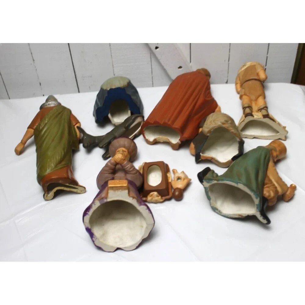 VTG 9pc Nativity Scene Set Ceramic Hand Painted Figures/Animals